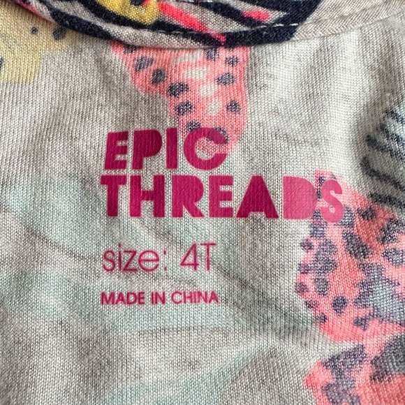 Macy's Tropical Pink & Yellow Vibrant Flutter Sleeve Fit & Flare Summer Dress 4T - Picture 3 of 5